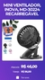 MINI VENTILADOR, INOVA, MD-30224, RECARREGÁVEL