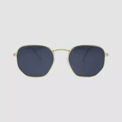 Óculos de Sol Hexagonal Dourado/Preto - Unisex
