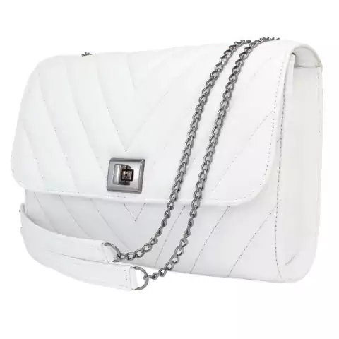 BOLSA DE COURO BRANCA COM METAL ONIX THAIS HENDY BAG