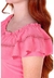 Vestido  na cor Rosa claro, com babados na gola, botões frontais e saia rodada, malha poliéster.