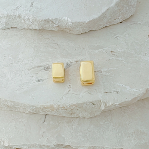 Brinco Duo Retangular Banhado a Ouro 18k Hipoalergênico