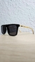 Óculos de Sol Unissex Madeira Haste Fina Quadrado Preto Polarizado - comprar online