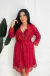 Robe de liganete manga com detalhes em renda - Vermelho - 2066
