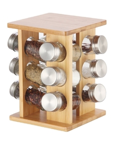 Especiero de madera bamboo 12 pcs - comprar online