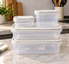 Set x 4 Hermeticos Traslucidos tapa Granito