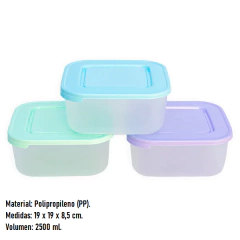 hermético Cuadrado 2500ml MJ - D&S Deco Mayorista