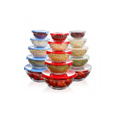 Set 5 Bowls Recipientes Vidrio Con Tapa Heladera Microondas - comprar online