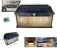 Lampara De Pared Solar 5 Focos Luz Led Impermeable 3w