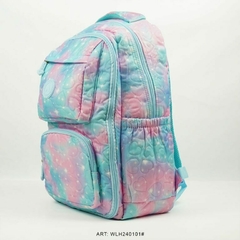 MOCHILA PRATYS MATELASEADO CORAZONES ESTAMPADO GALAXIA 45 cm x 32 cm x 15 cm - comprar online