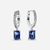 Blue Rectangular Sparkling Hoop Earrings