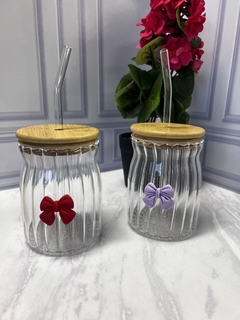 Vaso vidrio moño con sorbete . 3362 - comprar online