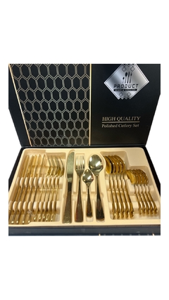 Juego de cubiertos dorados por 24 piezas - comprar online