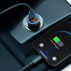 Carregador Veicular PD&QC Turbo Carregamento Rápido Porta Usb+Tipo-C Celular QuickCharger - comprar online