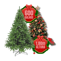 Arvore De Natal Grande 1,8M 600 Galhos Pinheiro Luxo+Brindes