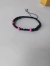 Pulsera cristales negros y fucsia. Regulable de 19 a 22 cm