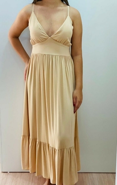 vestido liso com decote - comprar online