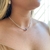 Choker Coração Cravejado com Pingente Coração em Zircônia Lilás