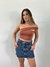 Mini Saia Lateral Arredondada Escura - Jeans Marmorizado - comprar online