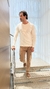 Camisa Masculina Manga Longa Maquinetada - Off White na internet