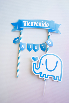 Topper con banderín "Feliz cumple"
