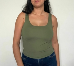 Blusa Regata Alça Média - Verde Oliva