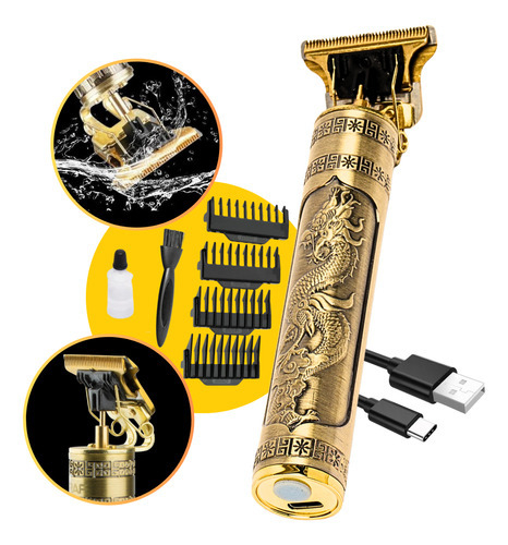 Maquina Barba Cabelo Pelos Corpo Dragão Dourado 110V/220V