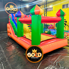 MINI TOBOGÃ COM PISCINA SEM ARCO - C/ MOTOR - 5.00m x 2.50m x 2,40m - Gold Brinquedos Infláveis