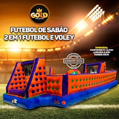 QUADRA 2 EM 1 FUTEBOL E VOLEI DE SABÃO - C/ MOTOR - 12.00m x 6.00m - PAREDINHA 90cm