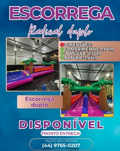 ESCORREGA RADICAL DUPLO C/ PISCINA - C/ MOTOR - 9.0m x 2.30m x 3.45m