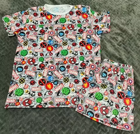 Pijama Verano Infantil Full Print MARVEL GRIS - comprar online