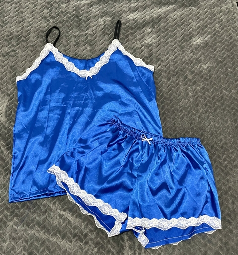 Pijama saten azul eléctrico