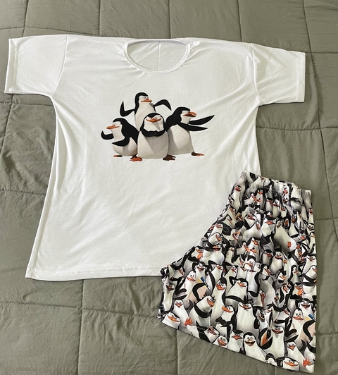 Pijama modal soft adulto verano con bolsillo - PINGUINOS MADAGASCAR - comprar online