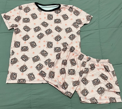 Pijama Full Print Infantil Verano Gatito Negro - comprar online