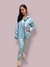 Pijama CAMISERO adulto SATEN INVIERNO - CORAZON CELESTE - comprar online