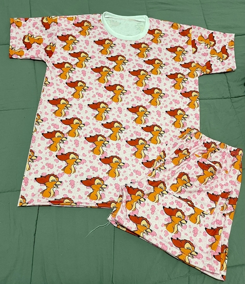Pijamas Adultos Verano FULL PRINT con bolsillo BAMBI ROSA