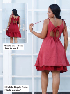 Vestido Dupla Face Feminino Adulto que pode ser usado dos dois lados - Bordô na internet