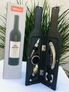 Kit Vinho 5 Peças Abridor Saca Rolha Tampa Anel Garrafa