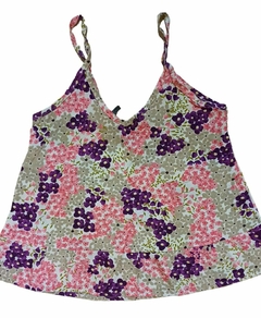MUSCULOSA DE FIBRANA ESTAMPADA CON TIRITAS Y VOLADOS - comprar online