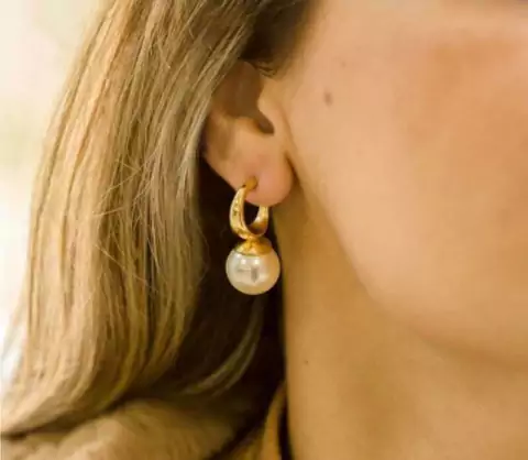 Brinco Argola Pérola Solitário