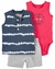 Conjunto Infantil Menino Regata Botão Kit Com 3 Peças Carter's