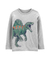 Camiseta Infantil Menino Manga Longa Cinza Dinossauro