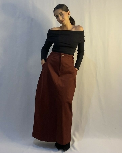 Saia Héracles Midi Vermelho Cereja - comprar online