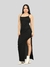 Vestido Feminino Canelado Longo Costa Nua com Fenda Lateral Elegância e Sensualidade - comprar online