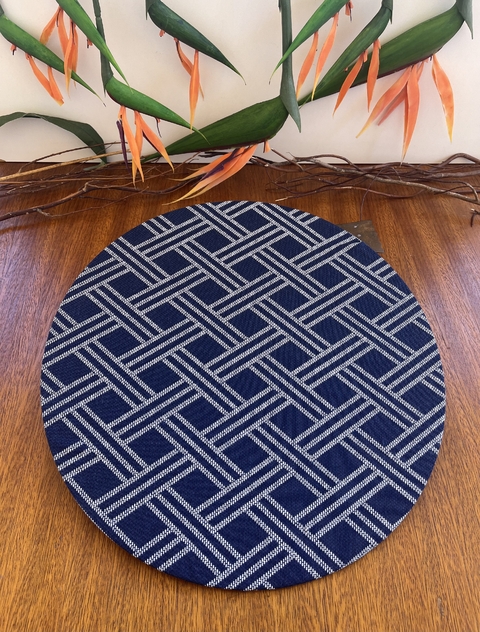 Capa de sousplat xadrez azul marinho