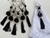 Porta guardanapo em resina preta abs prata com tassel - comprar online