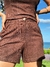 SHORT ALFAIATARIA LINHO MARROM - loja online