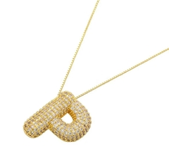 Colar Letra Bubble Cravejada