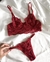 Conjunto Whisper Vermelho em Renda Bicolor e Calcinha Fio com Regulagem - comprar online