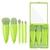 Set De 5 Brochas De Maquillaje Mini Con Espejo Y Estuche. Verde - ODISEA COSMETIC LM