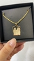 Corrente masculina dourada com pingente de fotogravação banhado em ouro 18k - comprar online